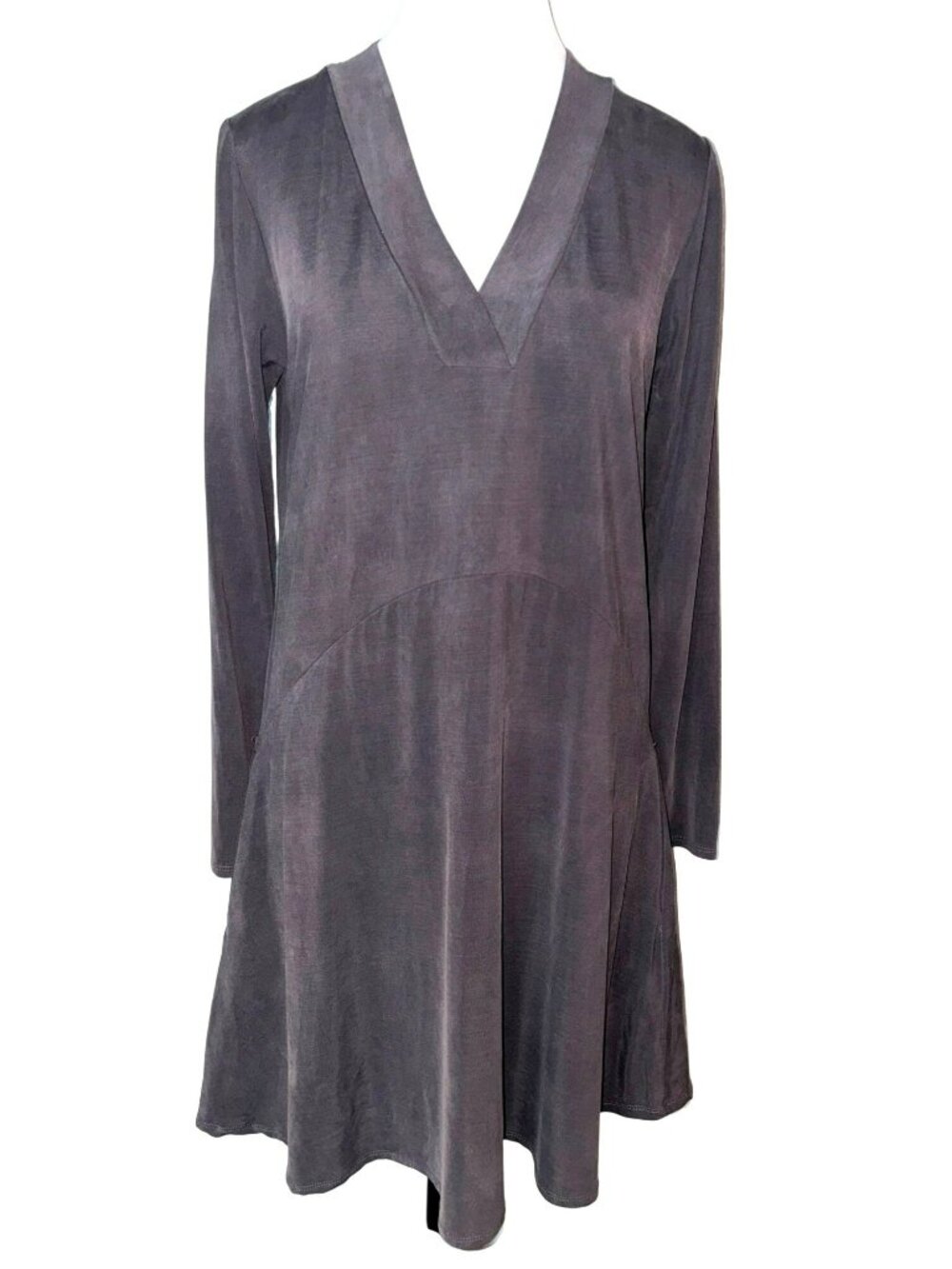 Dolan Left Coast Collection Long Sleeve V-Neck Gray Cupro Blend Tunic Dress XS